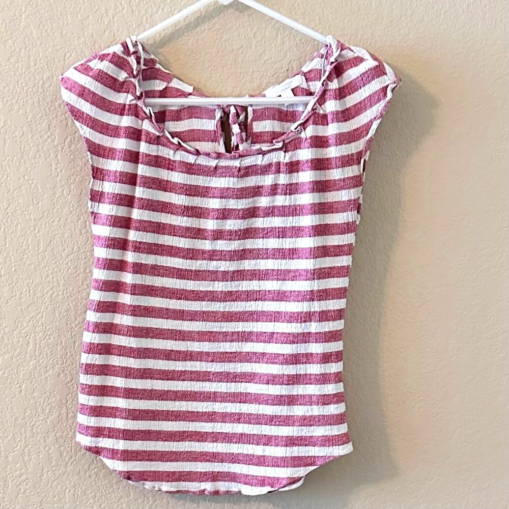 Summer shirt/ Blouse - Red and White Stripes - 4th of July